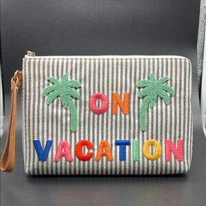 Talbots Gray Striped 'On Vacation' Clutch
